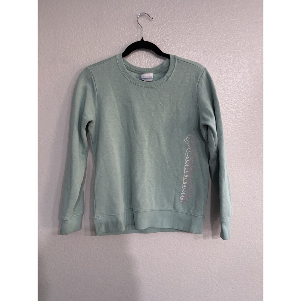 Columbia Graphic Crew Sweatshirt Pullover Women's S Small Mint Green
